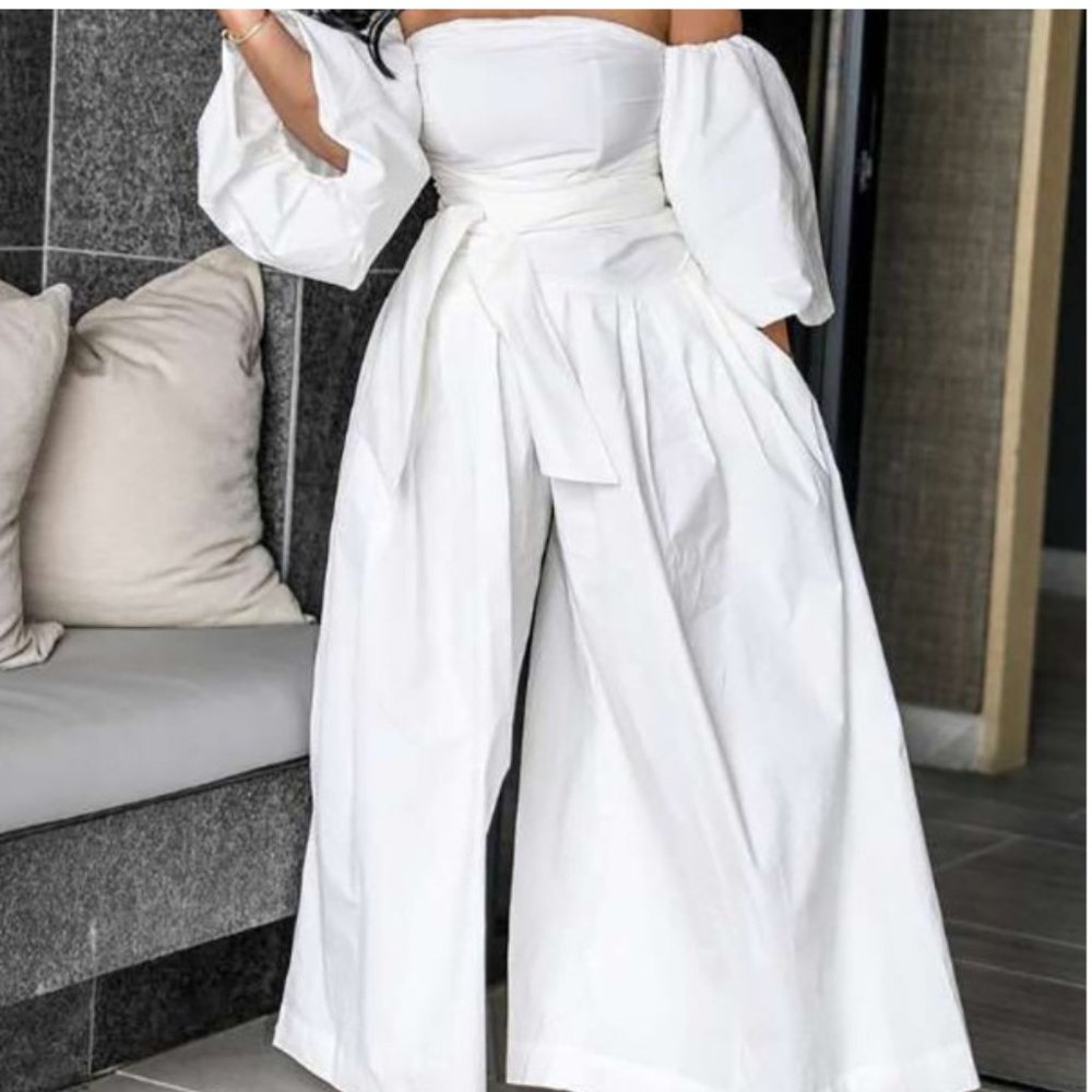 NEW Off-Shoulder Lantern Sleeve Wide Leg Jumpsuit, Size 2XL (14/16)